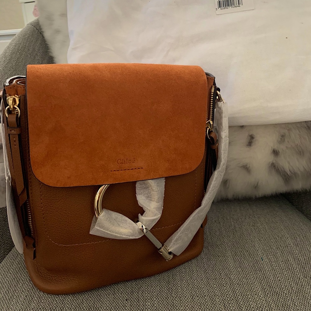 Mini Faye Backpack Suede in tan